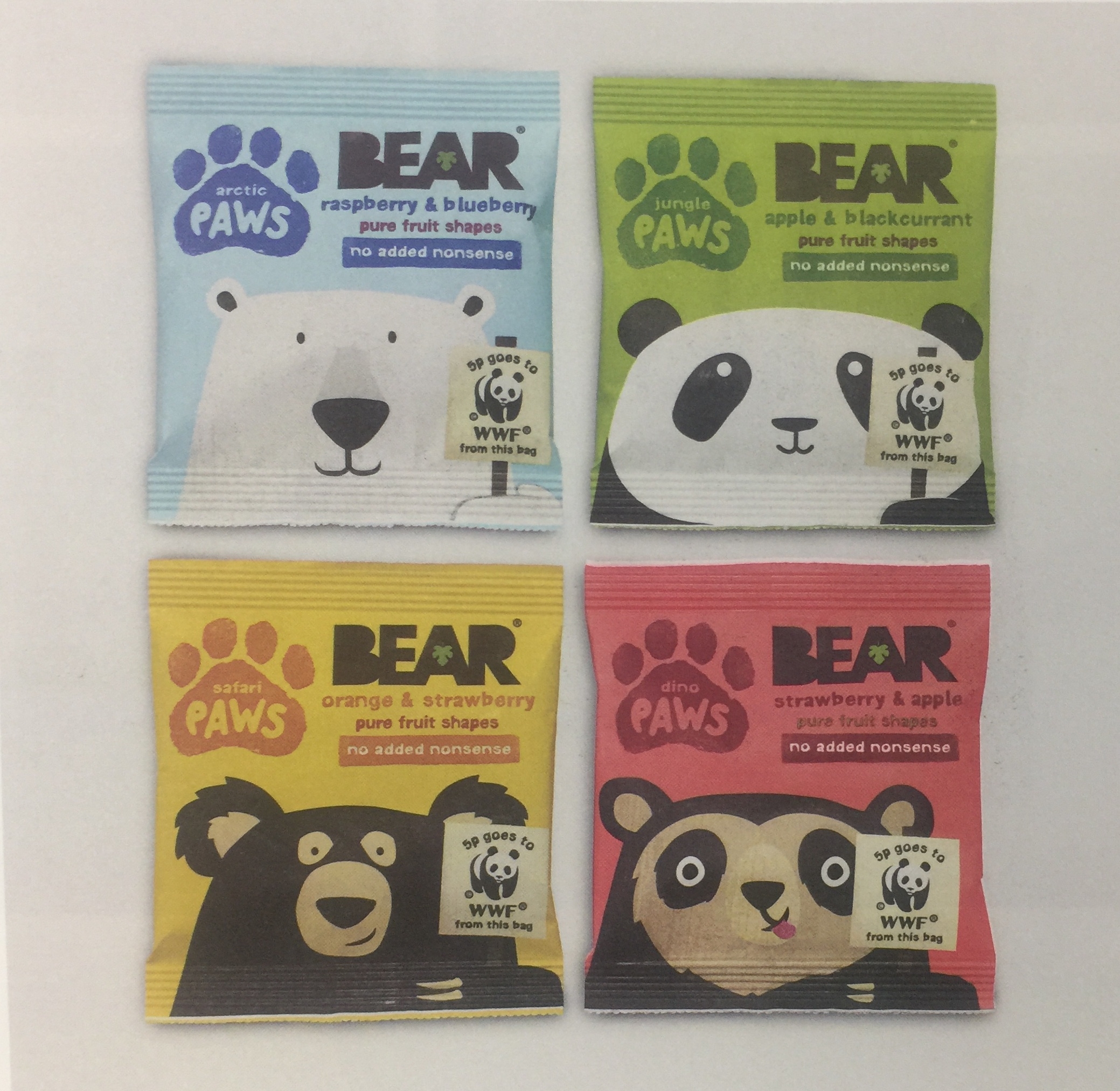 限量版的眼鏡熊、北極熊、懶熊和熊貓水果干包裝設(shè)計